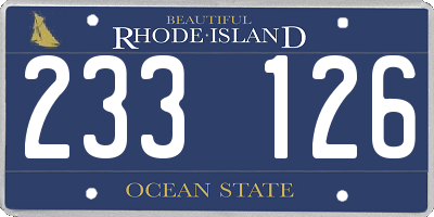 RI license plate 233126