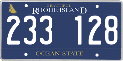 RI license plate 233128