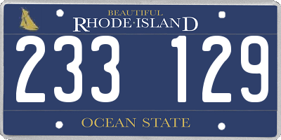 RI license plate 233129