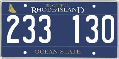 RI license plate 233130