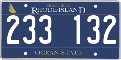 RI license plate 233132