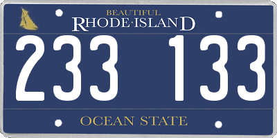 RI license plate 233133