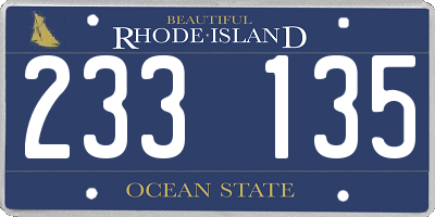 RI license plate 233135