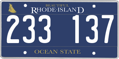 RI license plate 233137