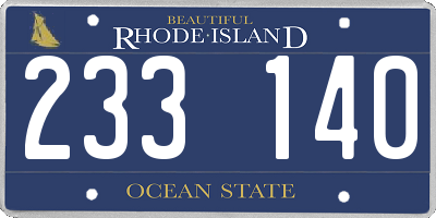RI license plate 233140