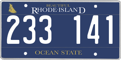 RI license plate 233141