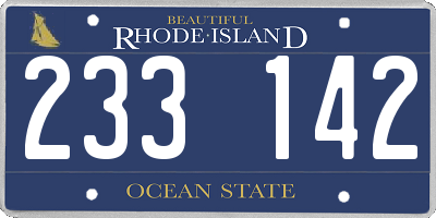 RI license plate 233142