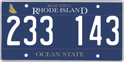RI license plate 233143