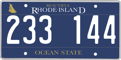 RI license plate 233144