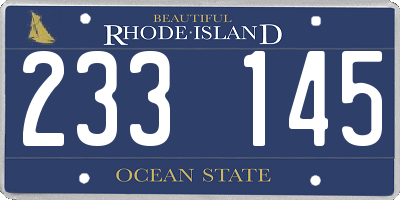 RI license plate 233145