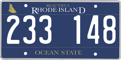 RI license plate 233148