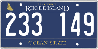 RI license plate 233149