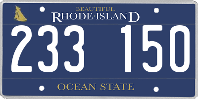 RI license plate 233150