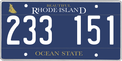 RI license plate 233151