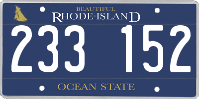 RI license plate 233152