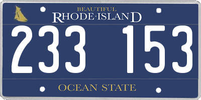 RI license plate 233153