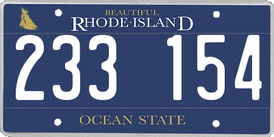 RI license plate 233154