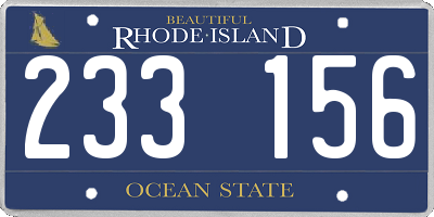 RI license plate 233156