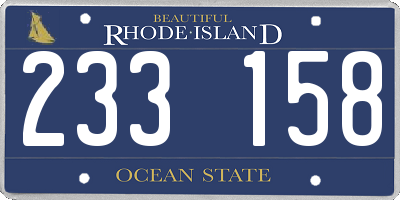 RI license plate 233158
