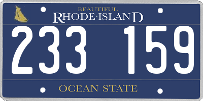 RI license plate 233159