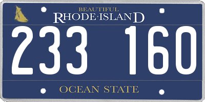 RI license plate 233160