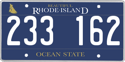 RI license plate 233162
