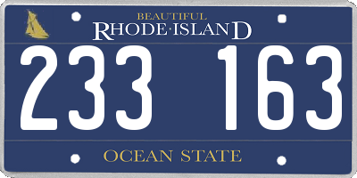 RI license plate 233163