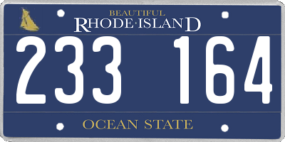 RI license plate 233164