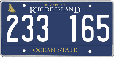 RI license plate 233165