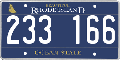 RI license plate 233166