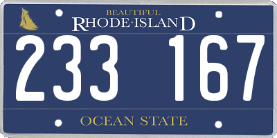 RI license plate 233167