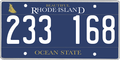 RI license plate 233168