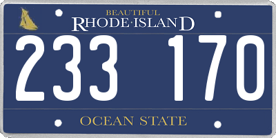 RI license plate 233170