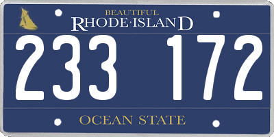 RI license plate 233172
