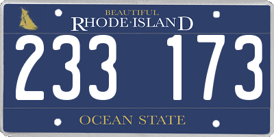 RI license plate 233173
