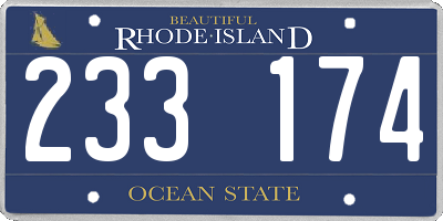 RI license plate 233174