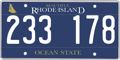 RI license plate 233178
