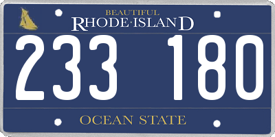 RI license plate 233180