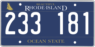 RI license plate 233181