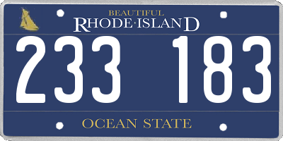 RI license plate 233183