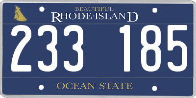 RI license plate 233185