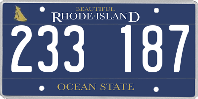 RI license plate 233187