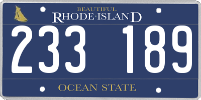RI license plate 233189