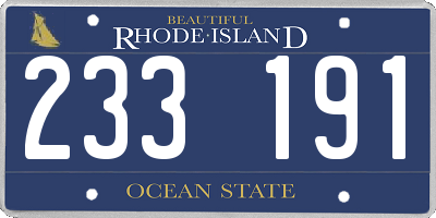 RI license plate 233191