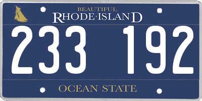RI license plate 233192