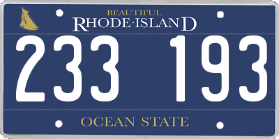 RI license plate 233193