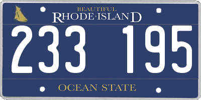 RI license plate 233195