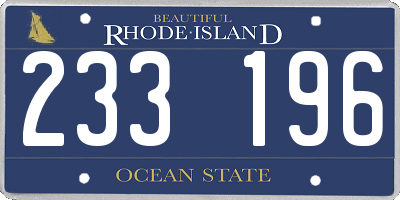 RI license plate 233196