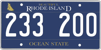 RI license plate 233200