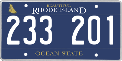 RI license plate 233201